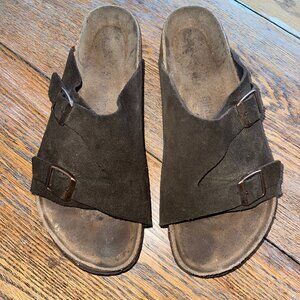 BIRKENSTOCK dark brown suede sandal/size 41